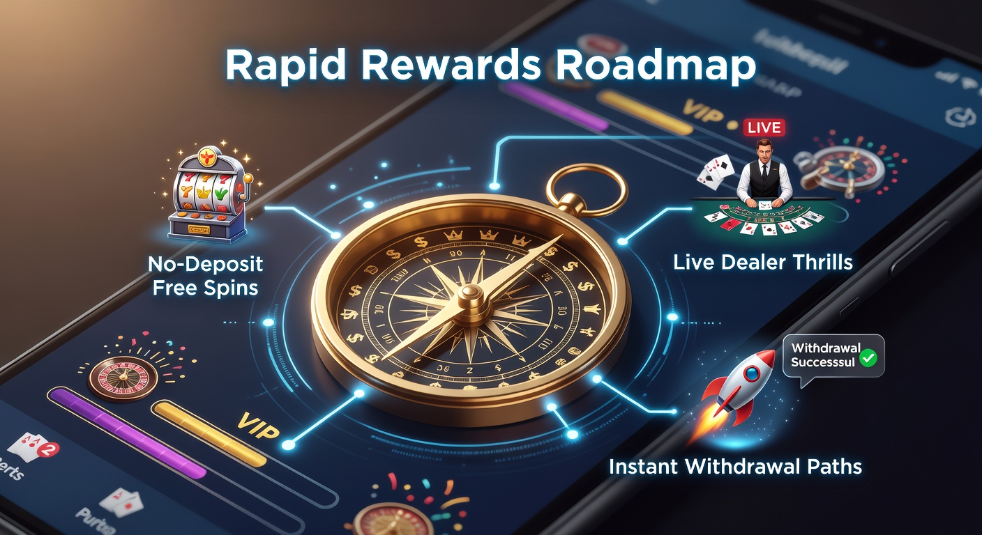 Smartphone mit laufendem VIP-Casino-App, das Freispiele und Live-Dealer-Tische zeigt, umgeben von Belohnungspfaden und Blitz-Auszahlungssymbolen