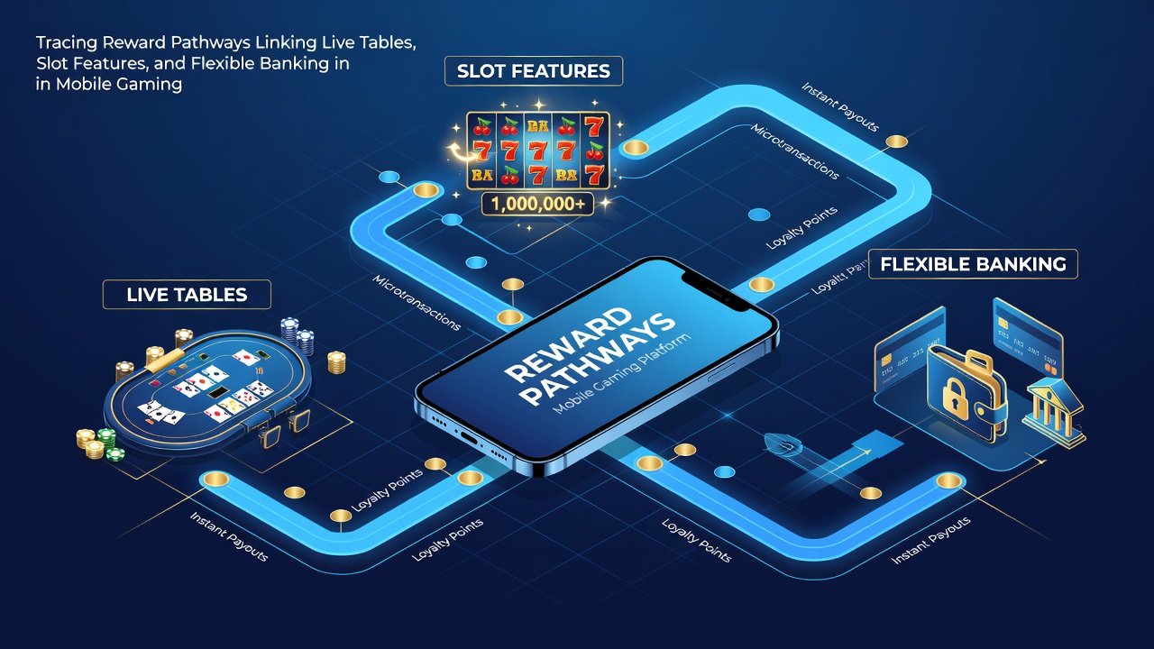 Darstellung flexibler Banking-Integration mit Slot-Features und Live-Tischen auf mobilen Geräten